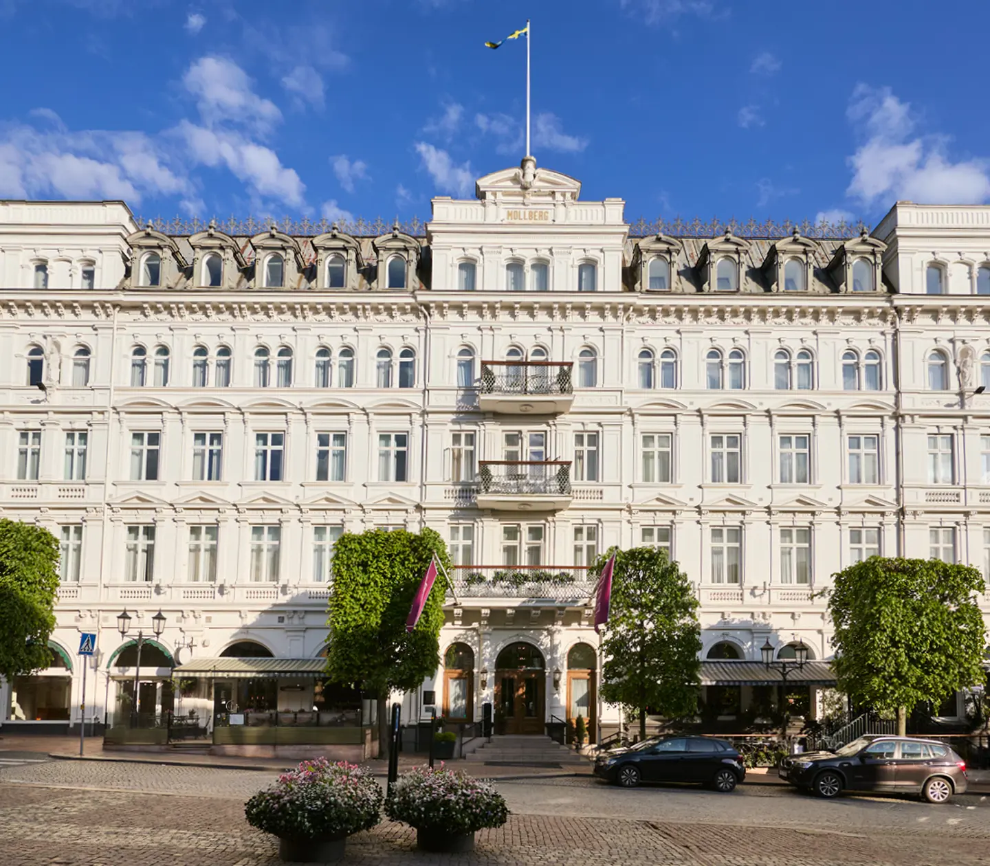The grand facade of the Elite Hotel Mollberg in Helsingborg