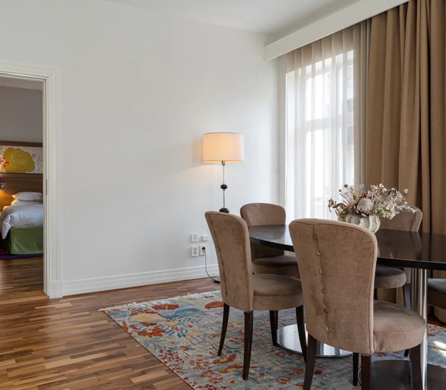 Armchairs and large windows